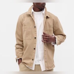 GAP Men’s Tan Khaki Denim Utility Overshirt (Jacket)